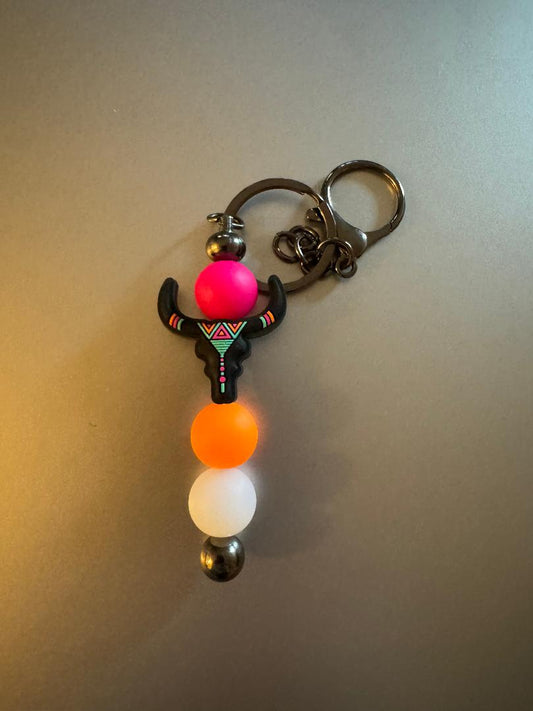 Black Aztek Skull Keychain