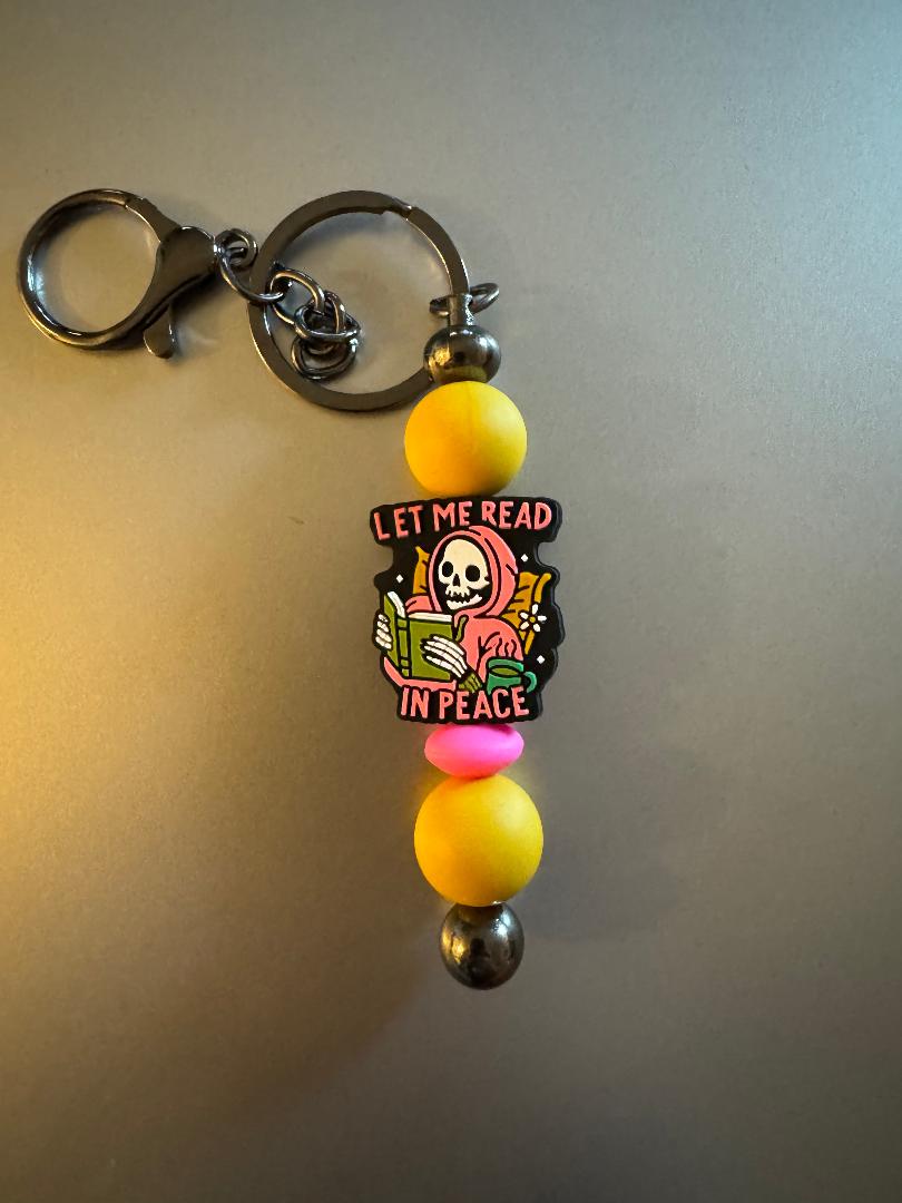 Let Me Read In Peace Keychain- Mustard color