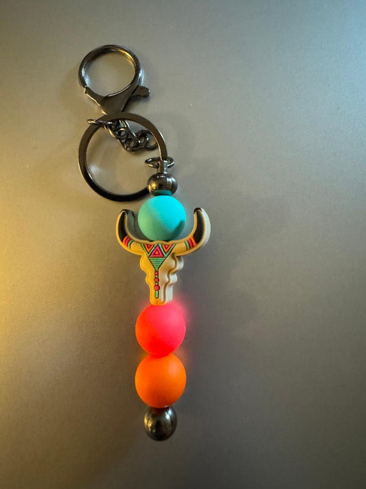 Tan Aztek Skull Keychain