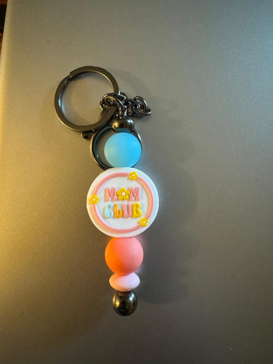 White Mom Club keychain